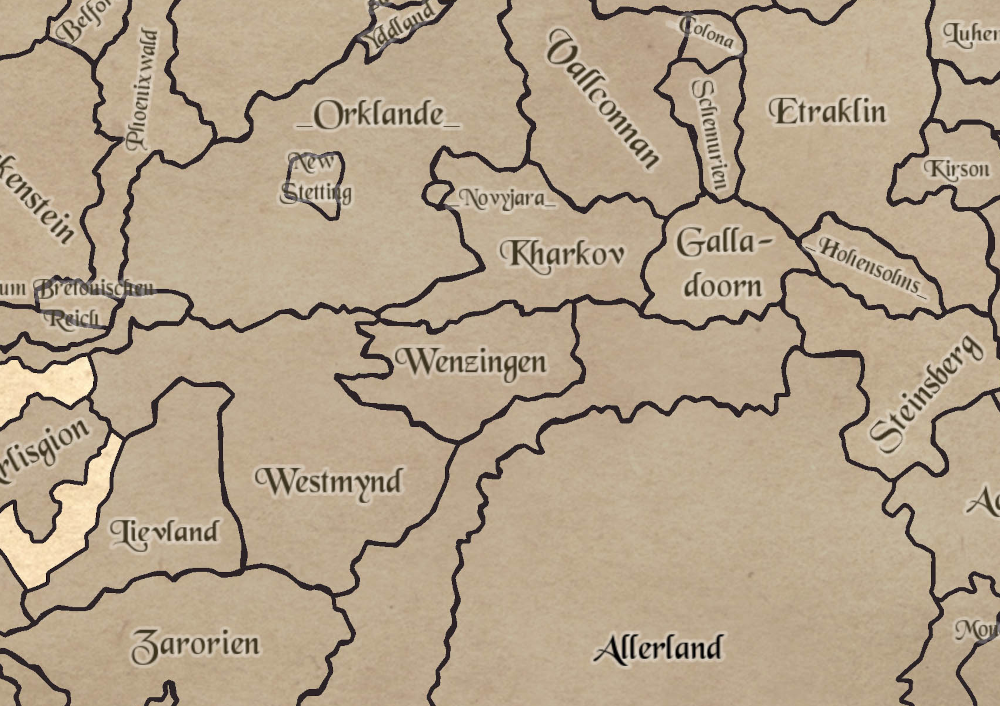 Ein Ausschnitt aus der Karte der Mittellande. Wenzingen liegt genau im Zentrum der Karte.